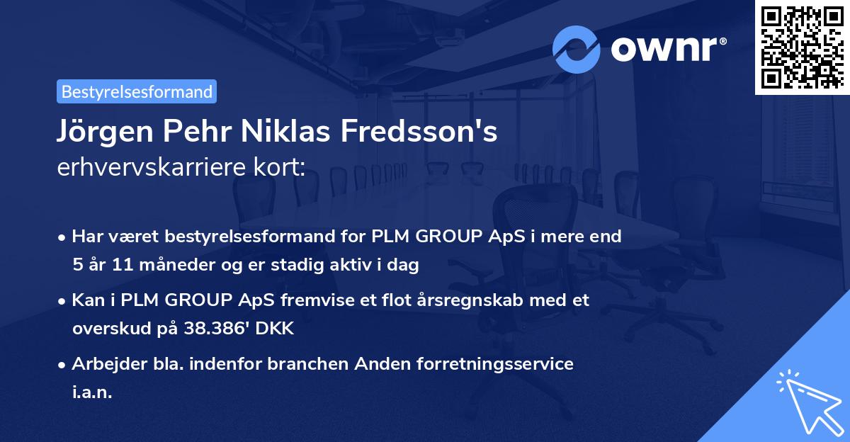 Jörgen Pehr Niklas Fredsson's erhvervskarriere kort