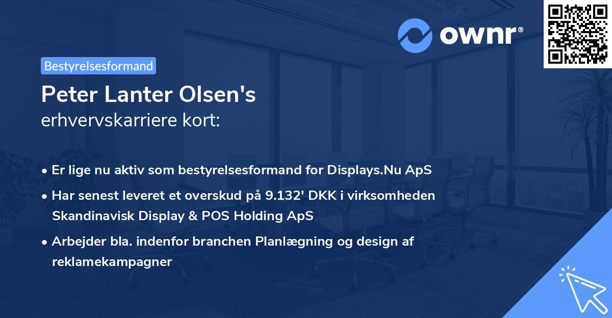 Peter Lanter Olsen's erhvervskarriere kort