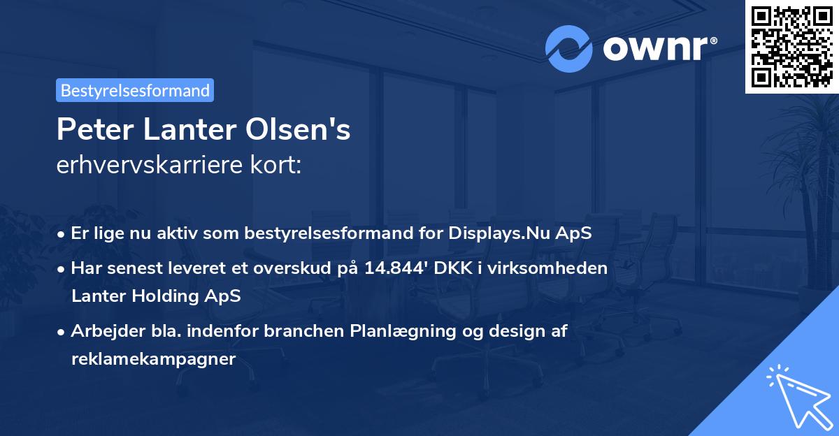 Peter Lanter Olsen's erhvervskarriere kort