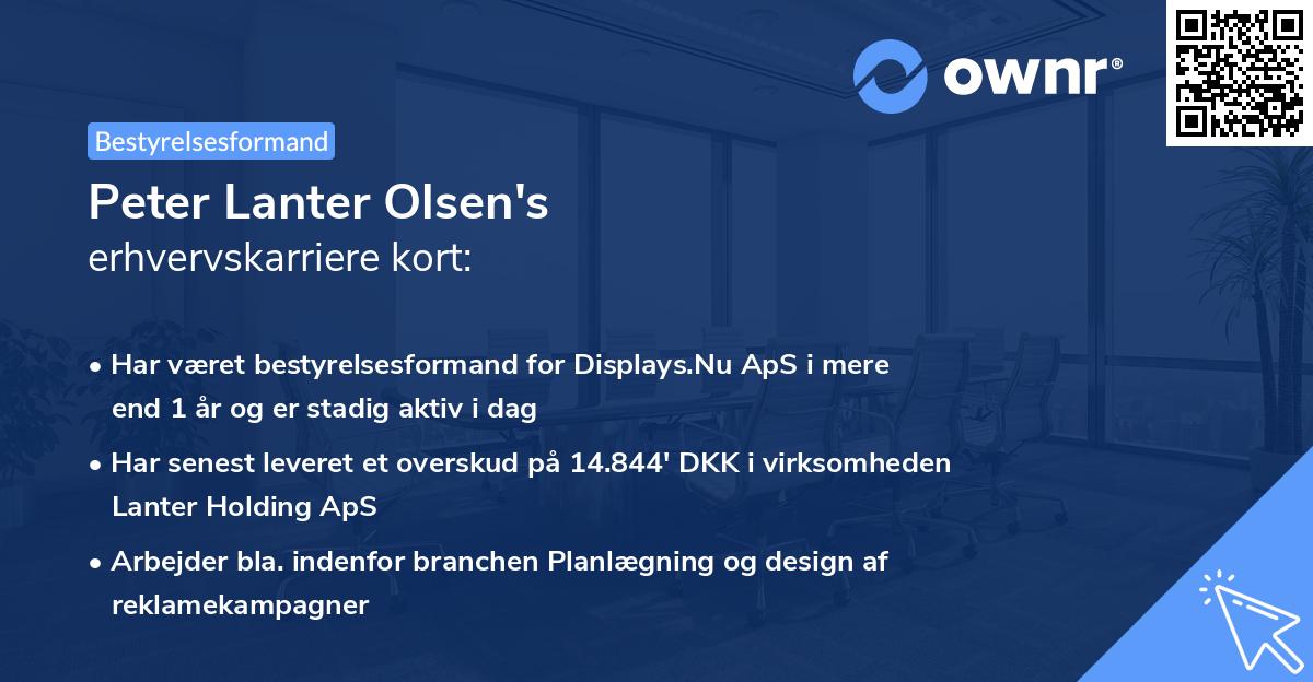 Peter Lanter Olsen's erhvervskarriere kort