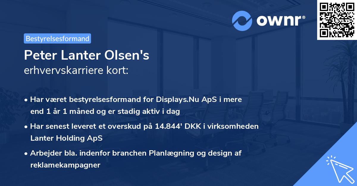 Peter Lanter Olsen's erhvervskarriere kort