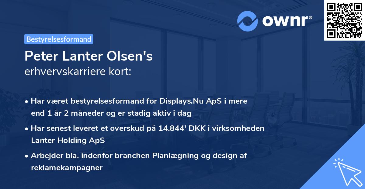 Peter Lanter Olsen's erhvervskarriere kort