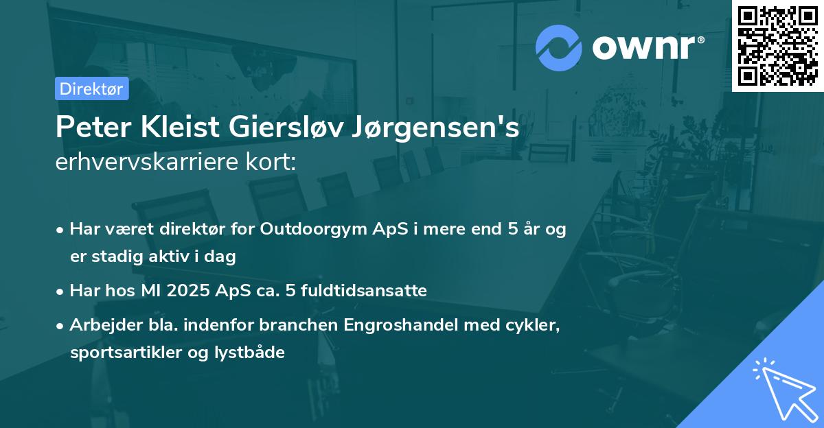 Peter Kleist Giersløv Jørgensen's erhvervskarriere kort