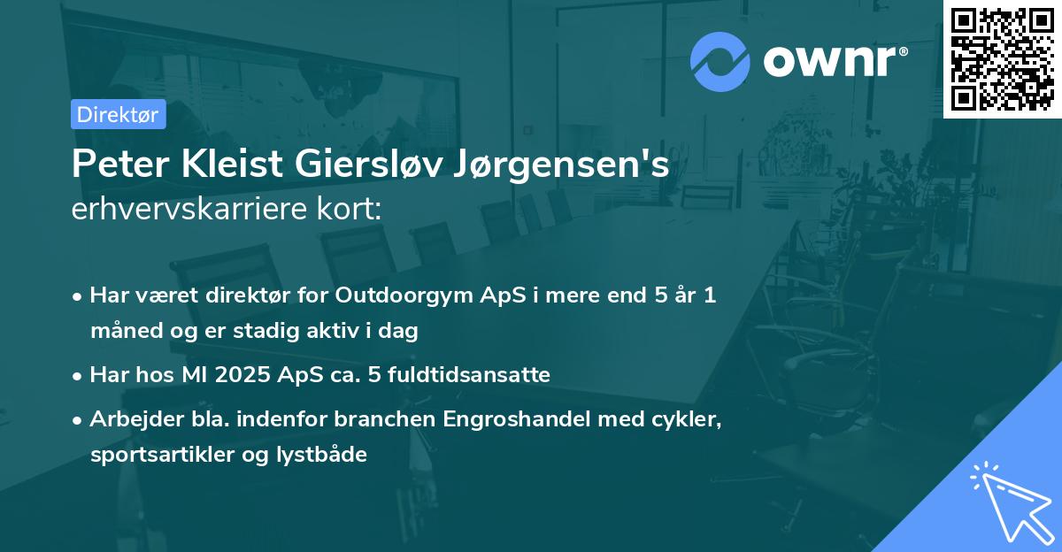 Peter Kleist Giersløv Jørgensen's erhvervskarriere kort