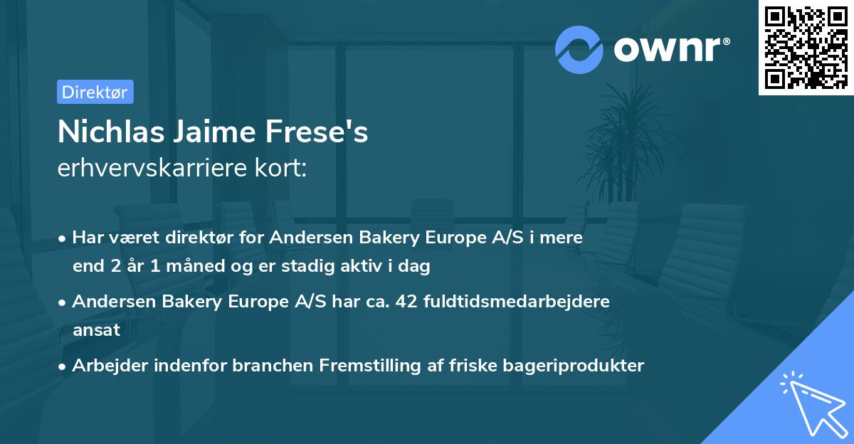 Nichlas Jaime Frese's erhvervskarriere kort