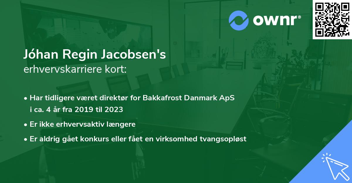 Jóhan Regin Jacobsen's erhvervskarriere kort