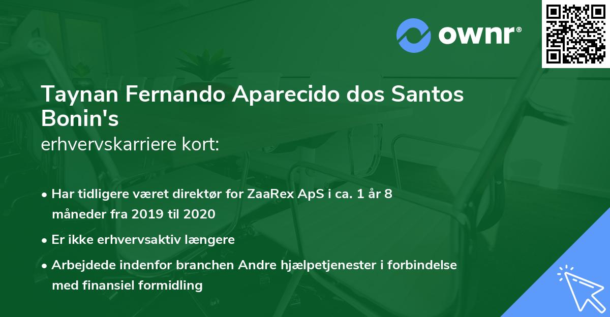 Taynan Fernando Aparecido dos Santos Bonin's erhvervskarriere kort