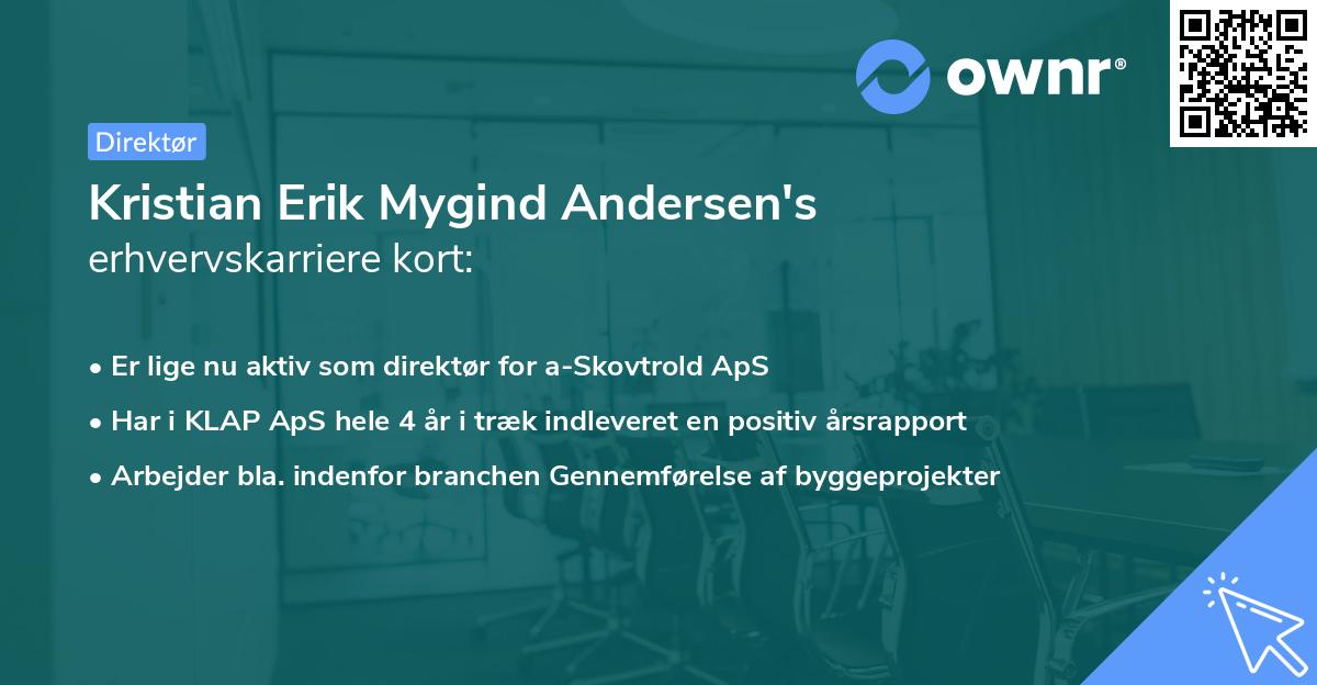 Kristian Erik Mygind Andersen's erhvervskarriere kort