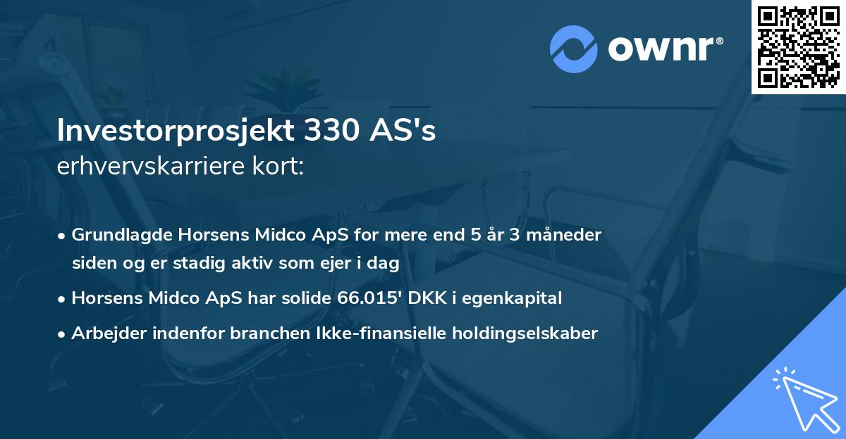 Investorprosjekt 330 AS's erhvervskarriere kort