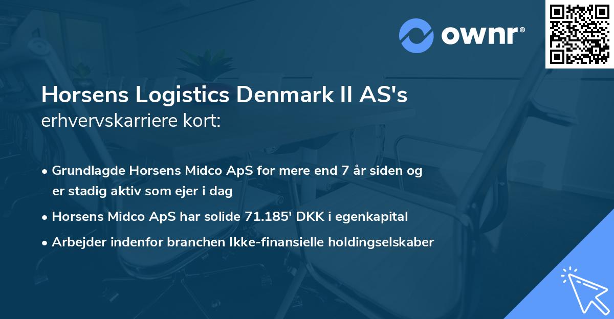 Horsens Logistics Denmark II AS's erhvervskarriere kort