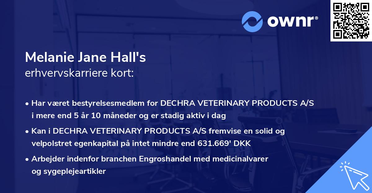 Melanie Jane Hall's erhvervskarriere kort