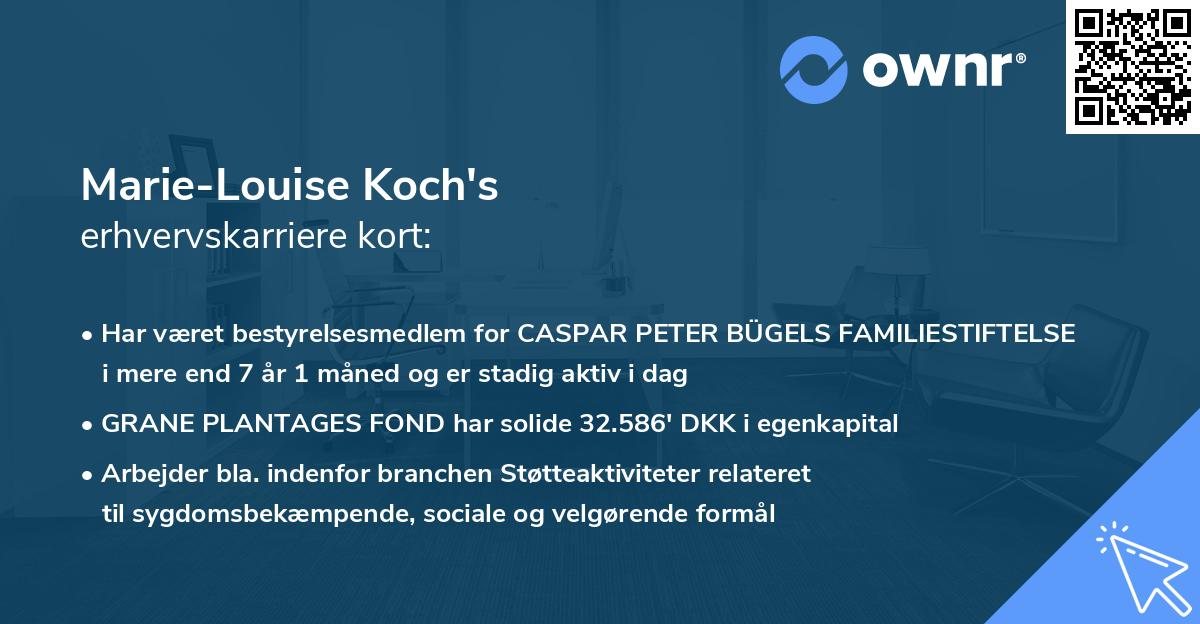 Marie-Louise Koch's erhvervskarriere kort