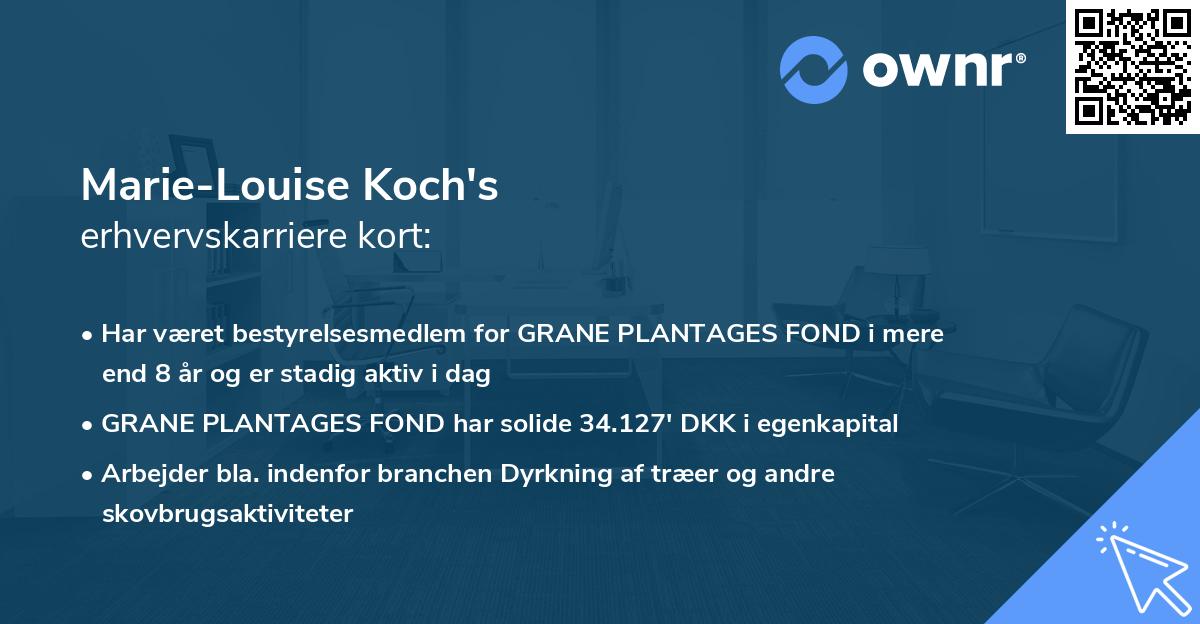 Marie-Louise Koch's erhvervskarriere kort