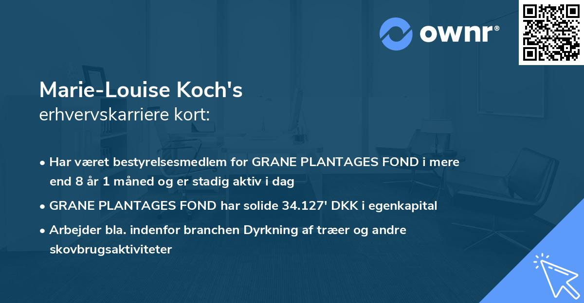 Marie-Louise Koch's erhvervskarriere kort