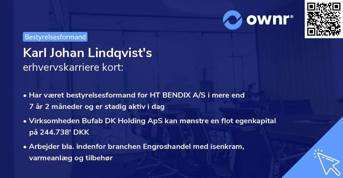 Karl Johan Lindqvist's erhvervskarriere kort