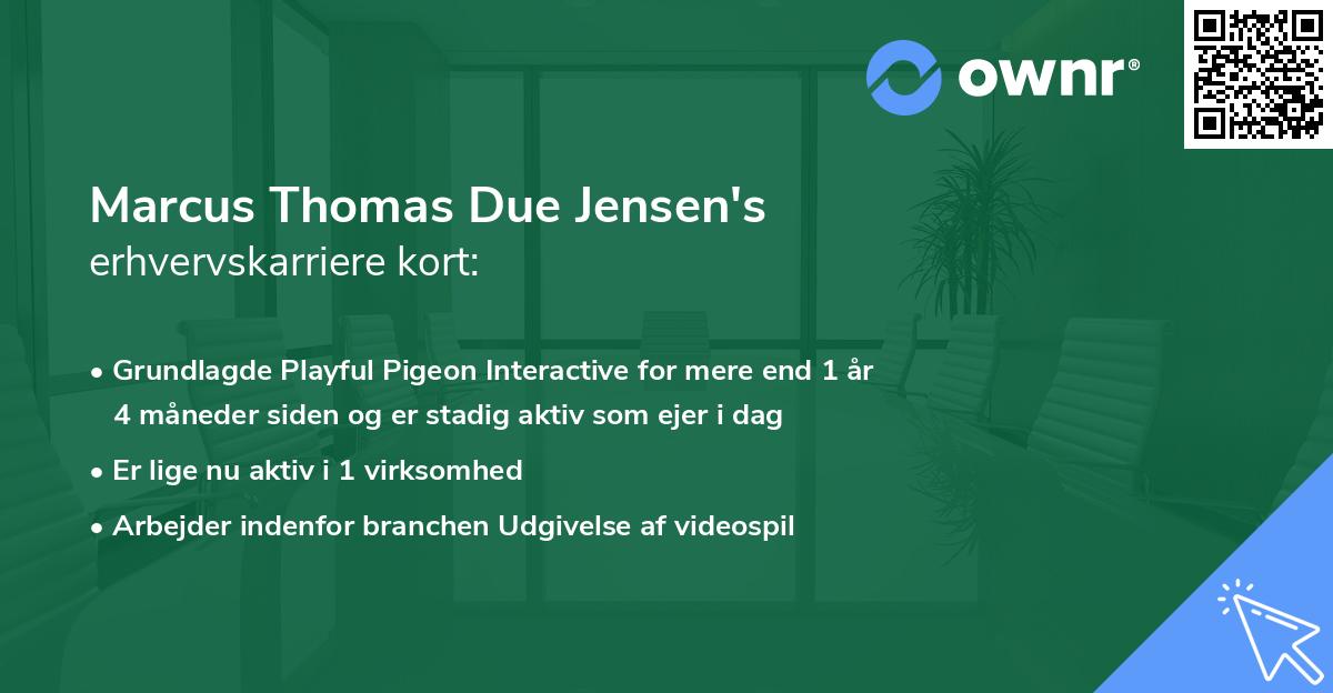 Marcus Thomas Due Jensen's erhvervskarriere kort