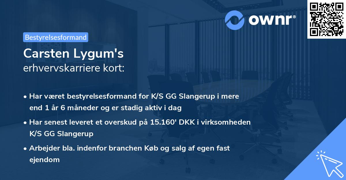 Carsten Lygum's erhvervskarriere kort