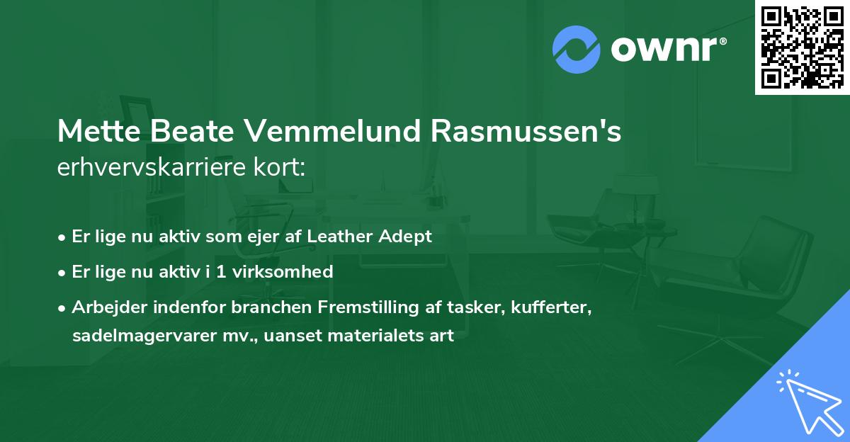 Mette Beate Vemmelund Rasmussen's erhvervskarriere kort