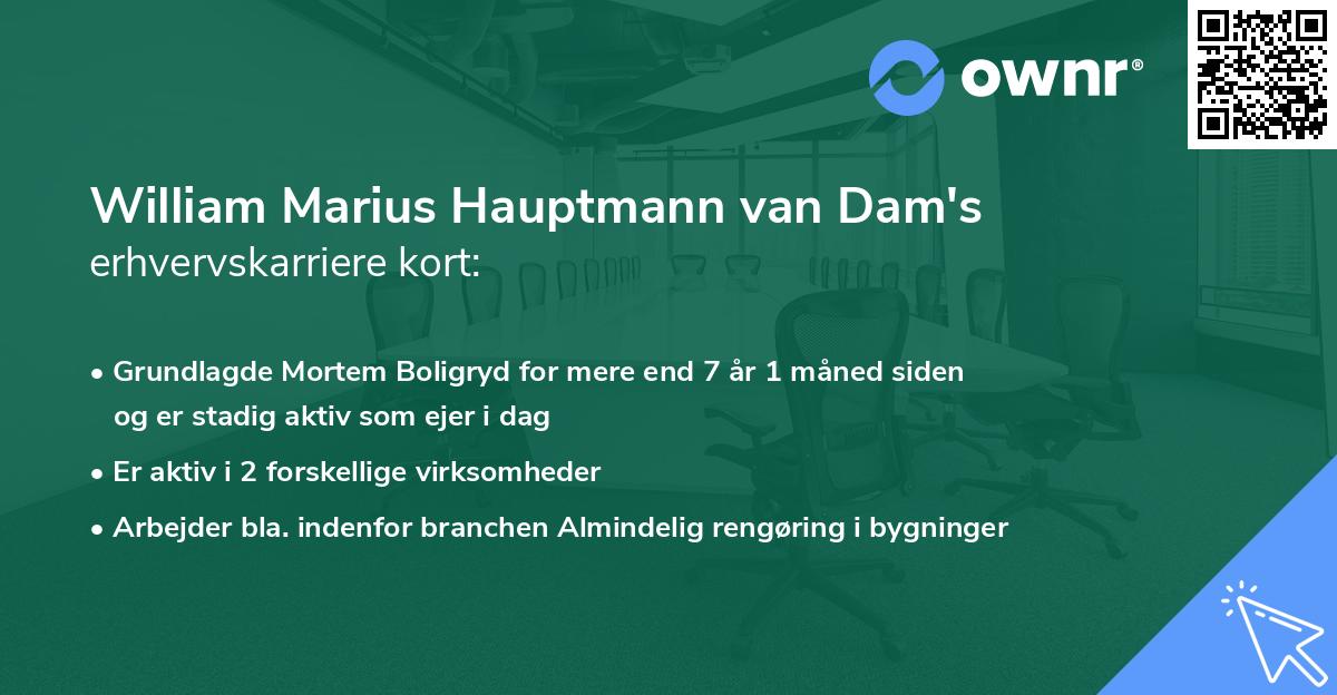 William Marius Hauptmann van Dam's erhvervskarriere kort