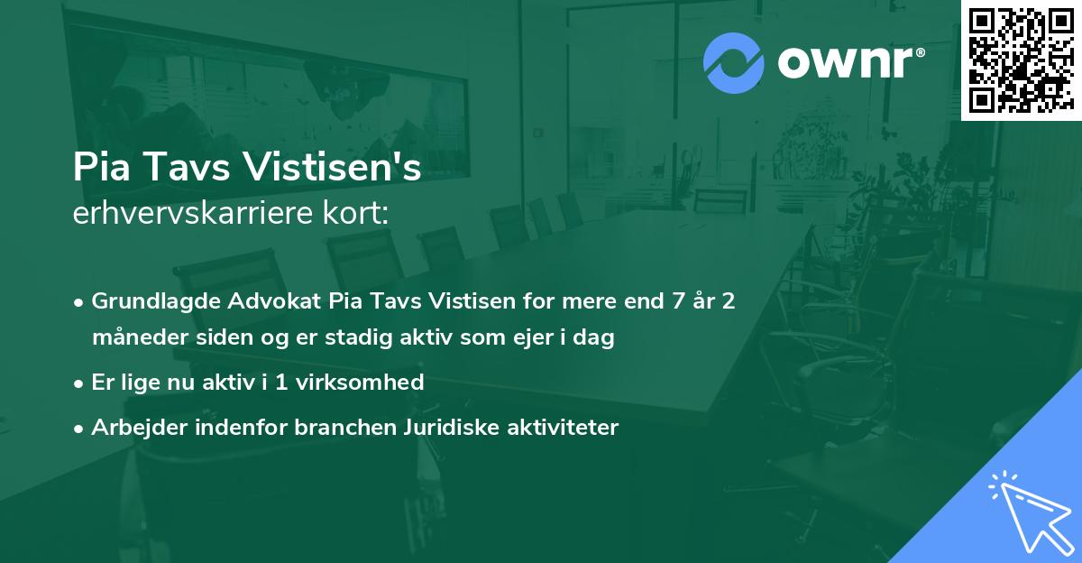 Pia Tavs Vistisen's erhvervskarriere kort