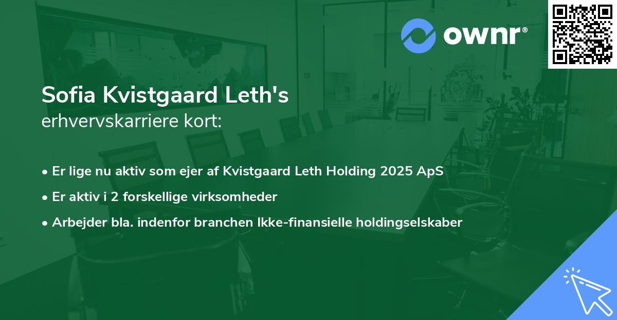 Sofia Kvistgaard Leth's erhvervskarriere kort