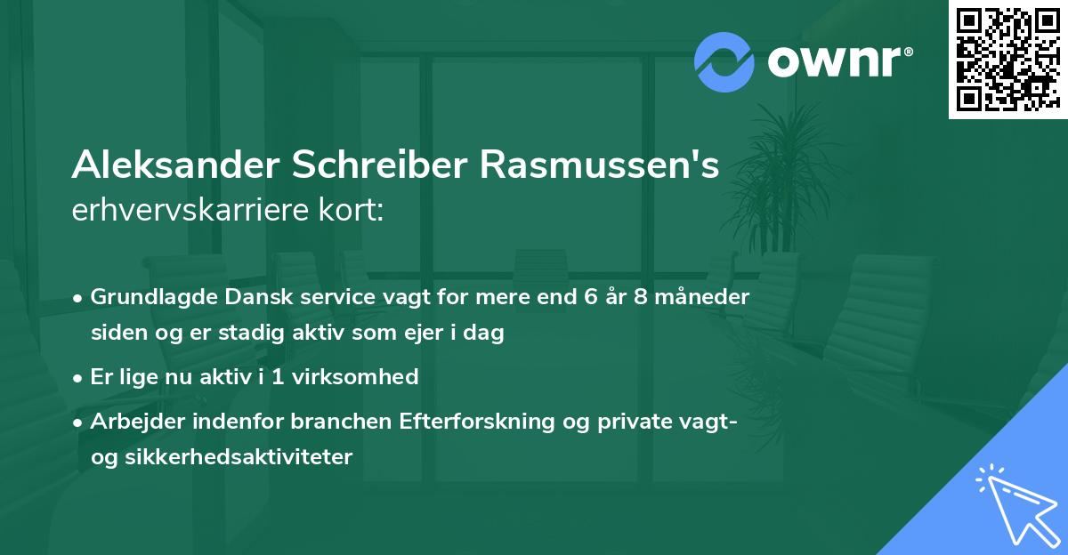 Aleksander Schreiber Rasmussen's erhvervskarriere kort