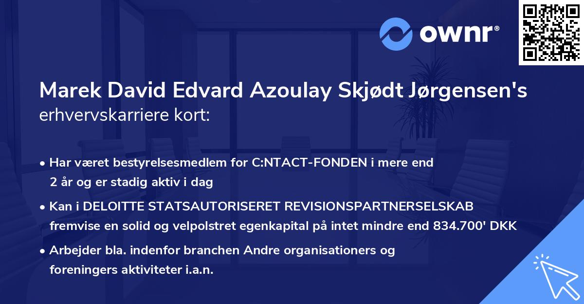 Marek David Edvard Azoulay Skjødt Jørgensen's erhvervskarriere kort
