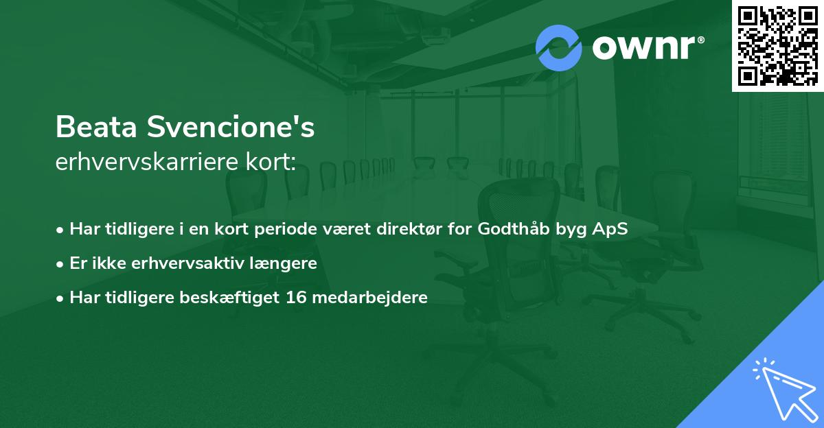 Beata Svencione's erhvervskarriere kort