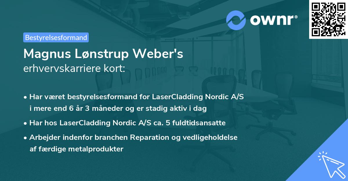 Magnus Lønstrup Weber's erhvervskarriere kort
