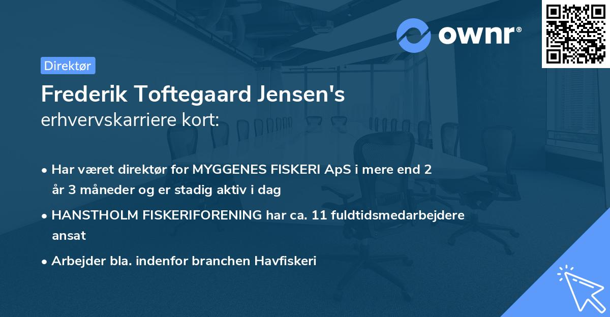 Frederik Toftegaard Jensen's erhvervskarriere kort