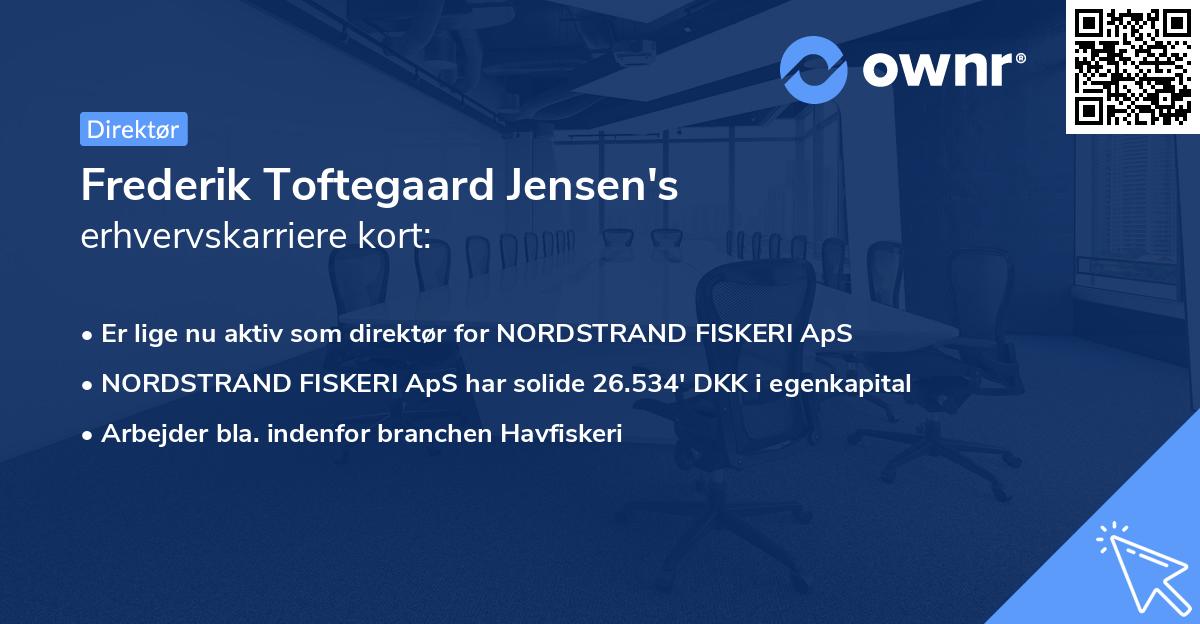 Frederik Toftegaard Jensen's erhvervskarriere kort