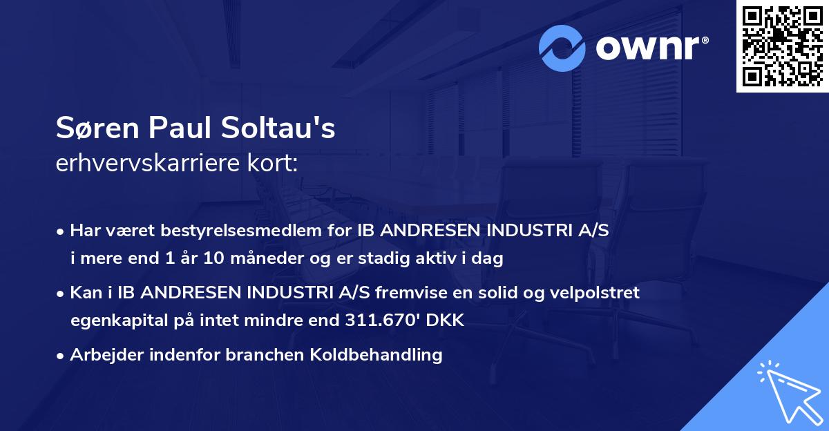 Søren Paul Soltau's erhvervskarriere kort