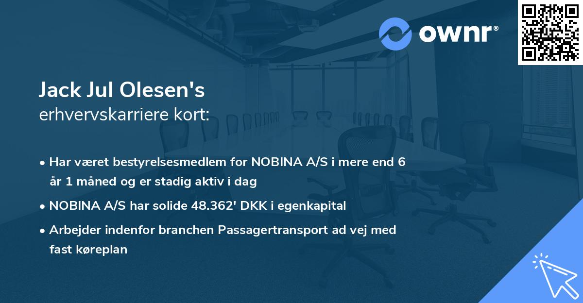 Jack Jul Olesen's erhvervskarriere kort
