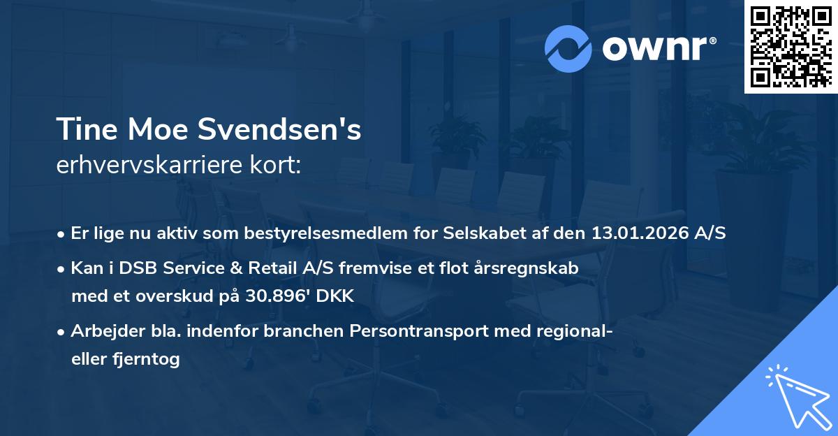 Tine Moe Svendsen's erhvervskarriere kort