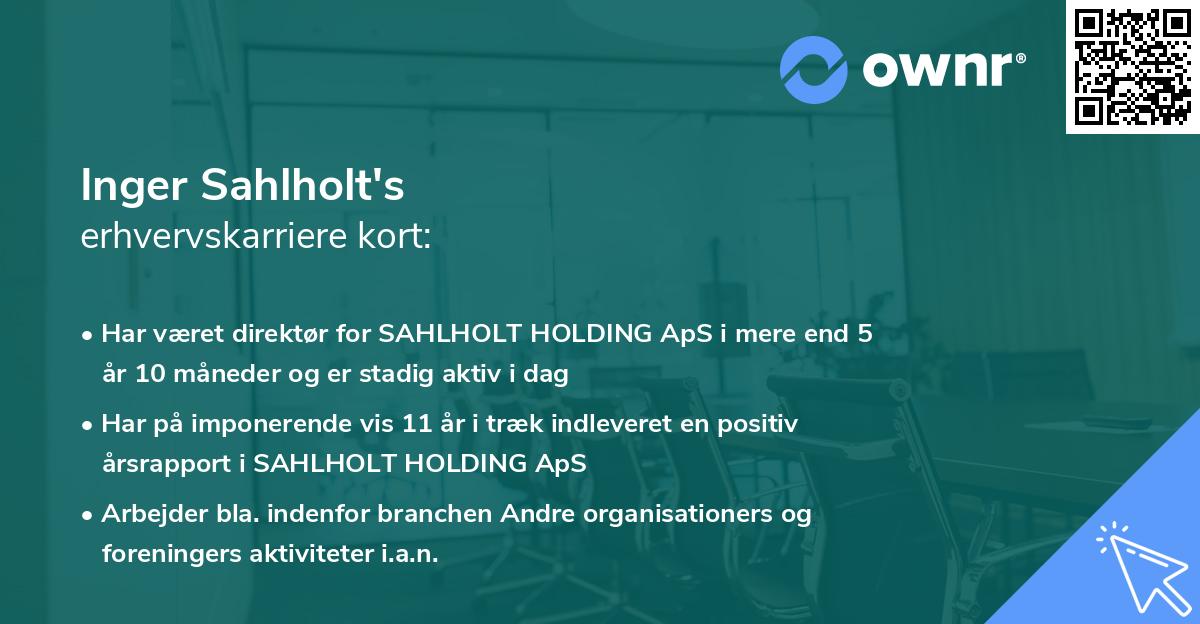 Inger Sahlholt's erhvervskarriere kort