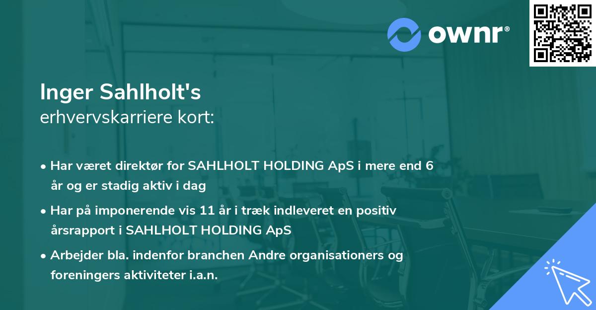 Inger Sahlholt's erhvervskarriere kort