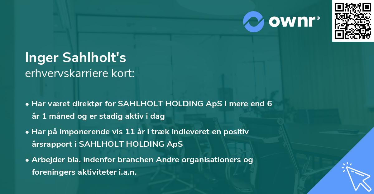Inger Sahlholt's erhvervskarriere kort