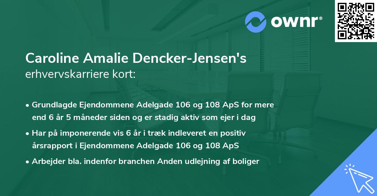 Caroline Amalie Dencker-Jensen's erhvervskarriere kort