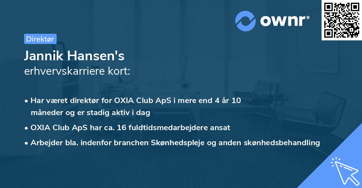 Jannik Hansen's erhvervskarriere kort