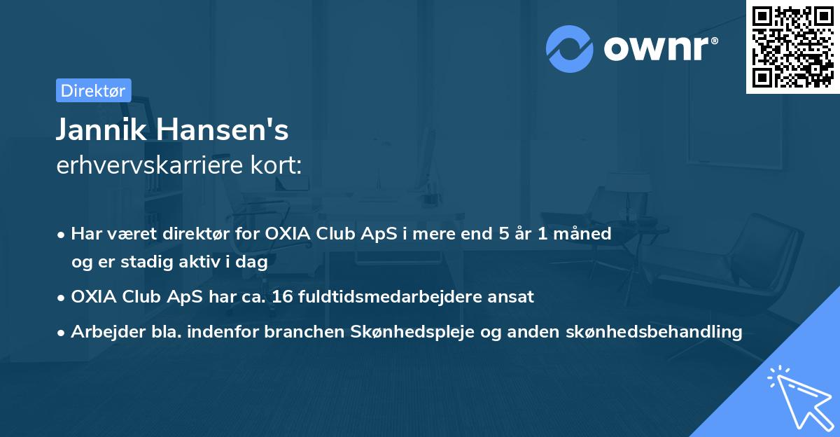 Jannik Hansen's erhvervskarriere kort