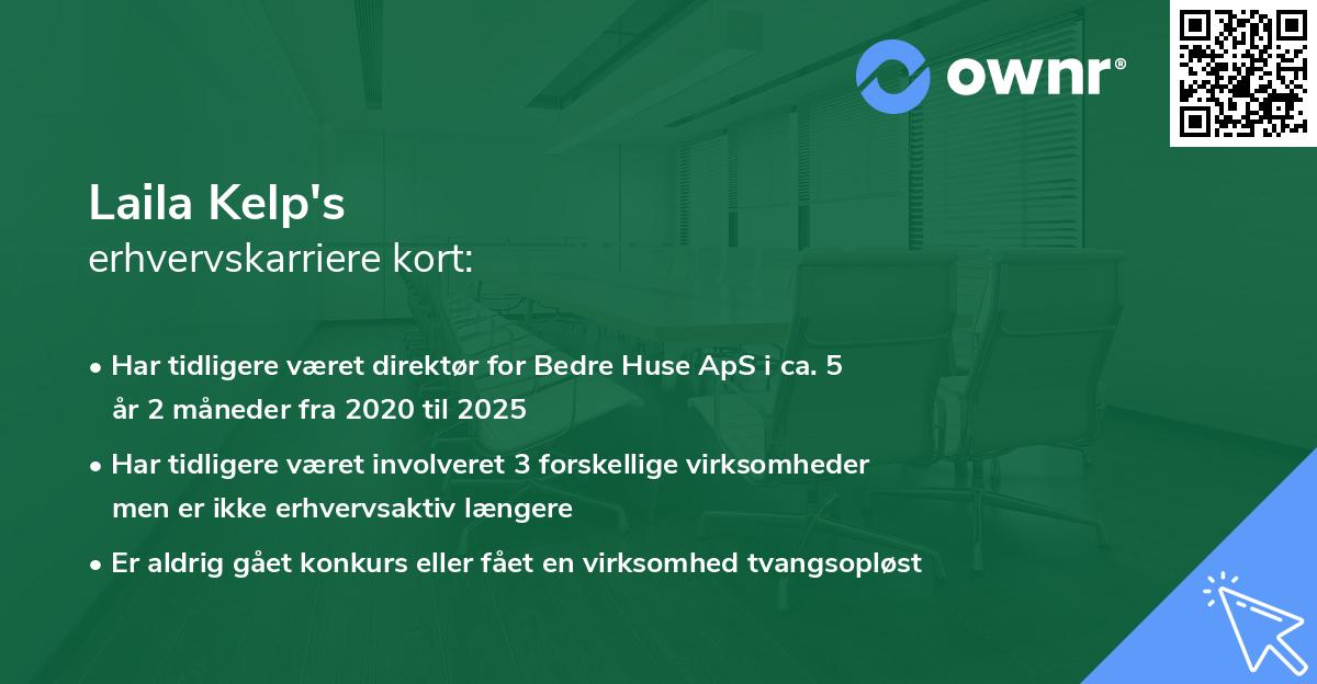 Laila Kelp's erhvervskarriere kort