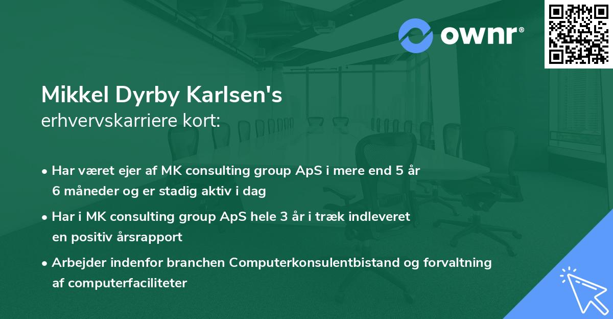 Mikkel Dyrby Karlsen's erhvervskarriere kort