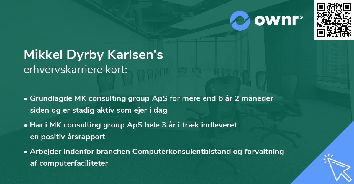 Mikkel Dyrby Karlsen's erhvervskarriere kort
