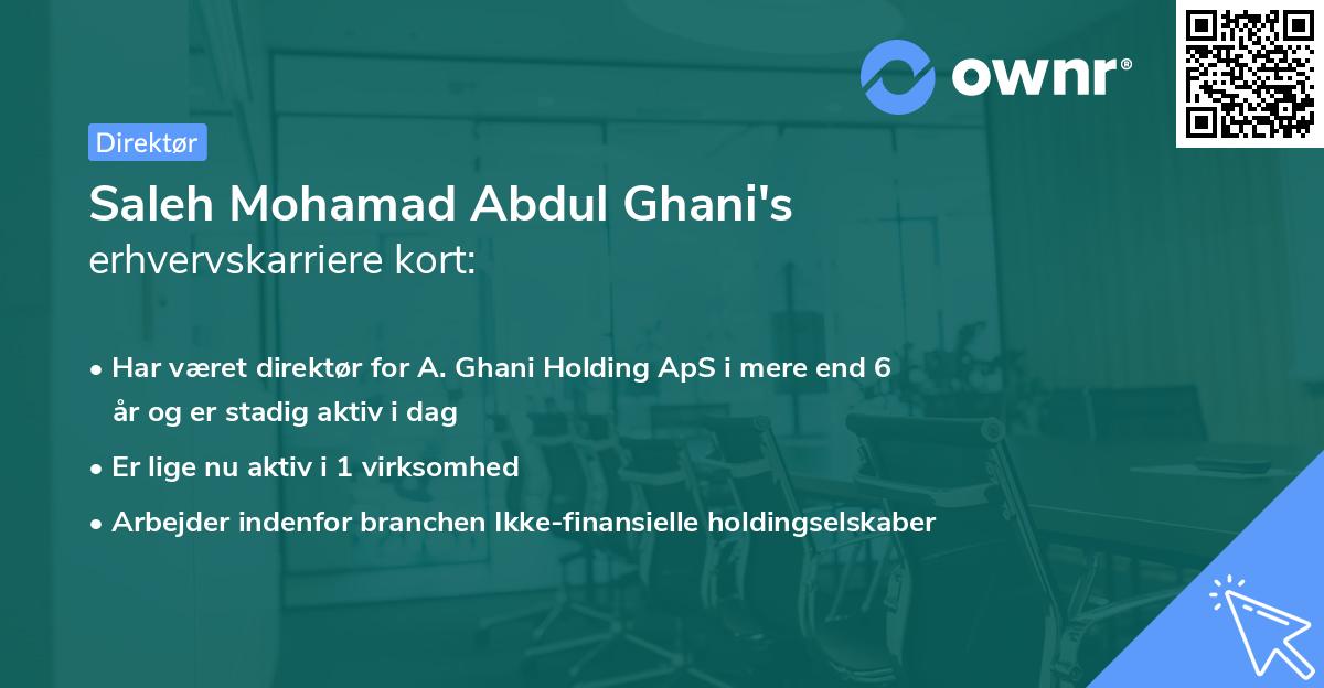 Saleh Mohamad Abdul Ghani's erhvervskarriere kort