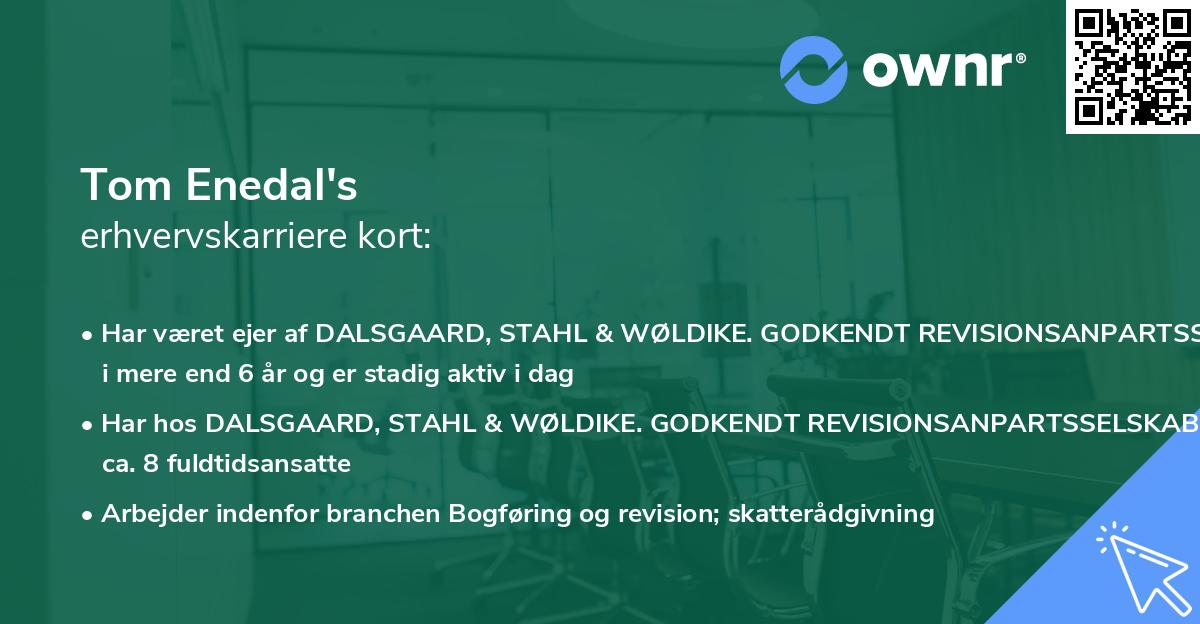 Tom Enedal's erhvervskarriere kort
