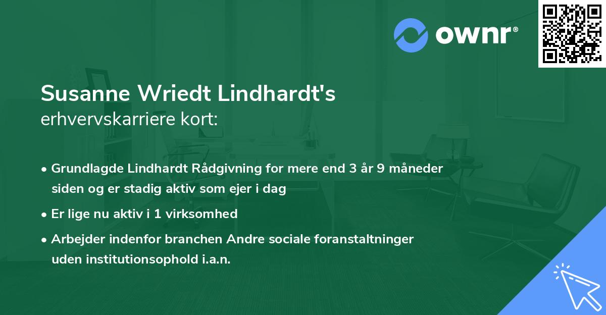 Susanne Wriedt Lindhardt's erhvervskarriere kort
