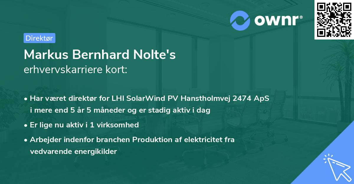 Markus Bernhard Nolte's erhvervskarriere kort