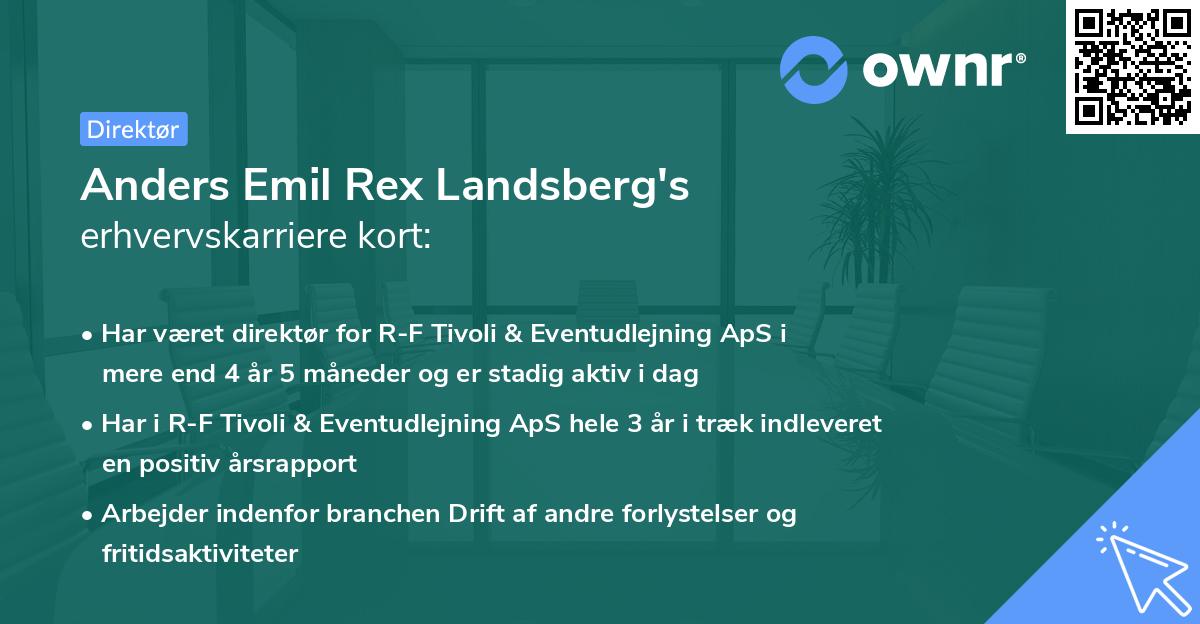 Anders Emil Rex Landsberg's erhvervskarriere kort