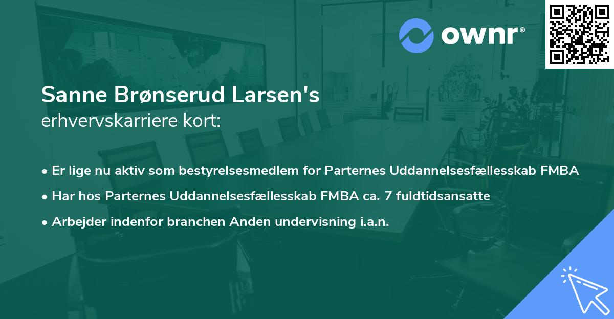Sanne Brønserud Larsen's erhvervskarriere kort