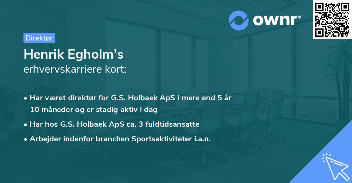 Henrik Egholm's erhvervskarriere kort